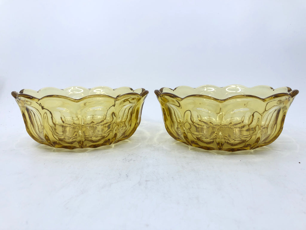 2 AMBER GLASS NUT BOWLS.