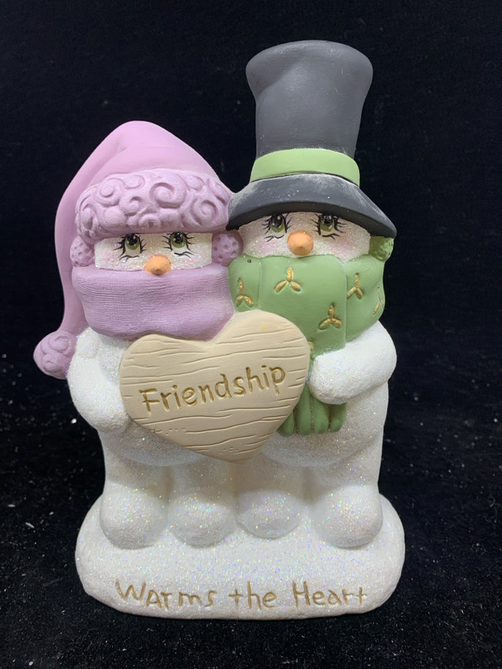 "FRIENDSHIP" GLITTER GIRL & BOY SNOWMEN.