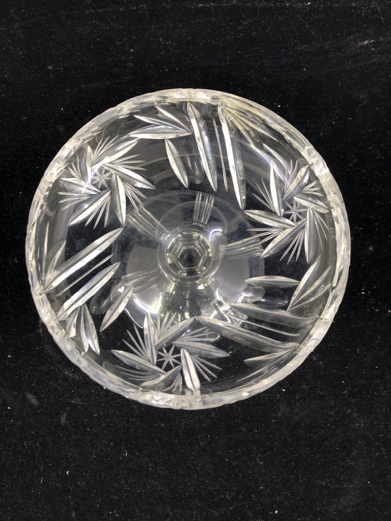 CLEAR CUT GLASS CANDY DISH.