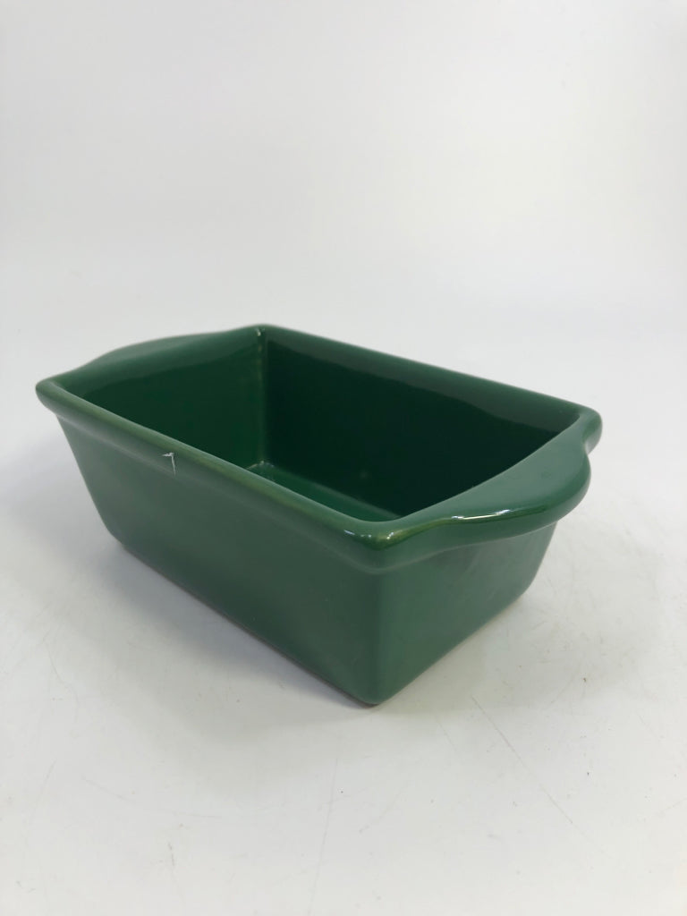 JADE GLAZED STONEWARE LOAF PAN.