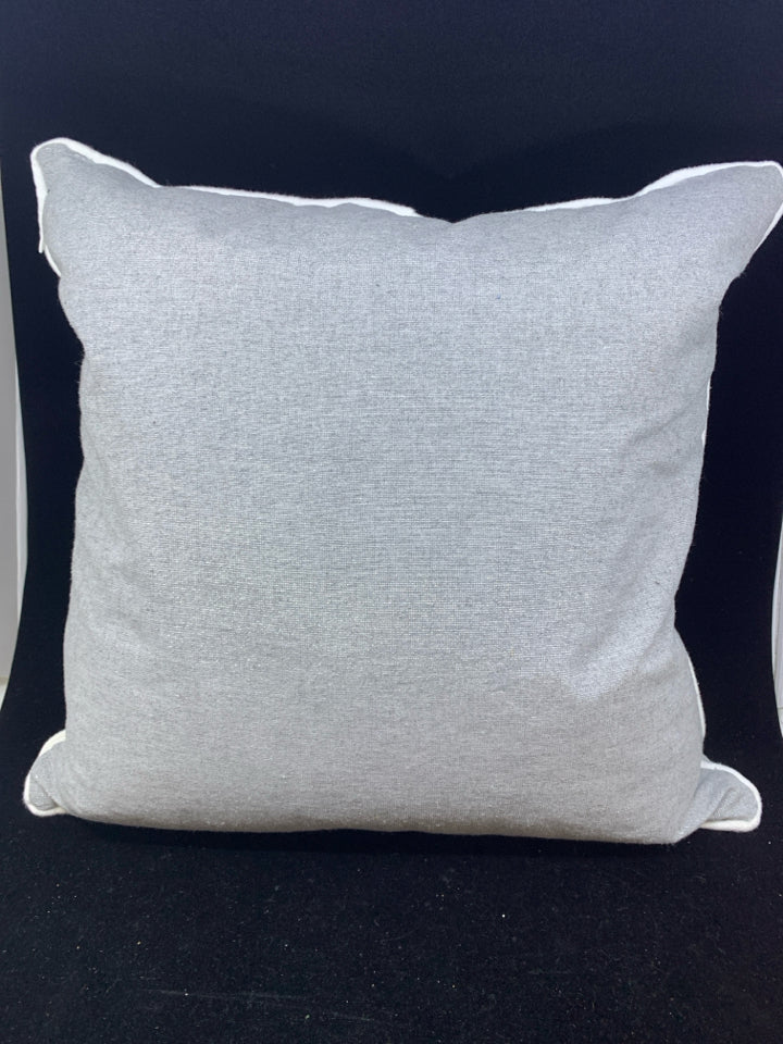 SILVER SNOWFLAKE SQUARE PILLOW.