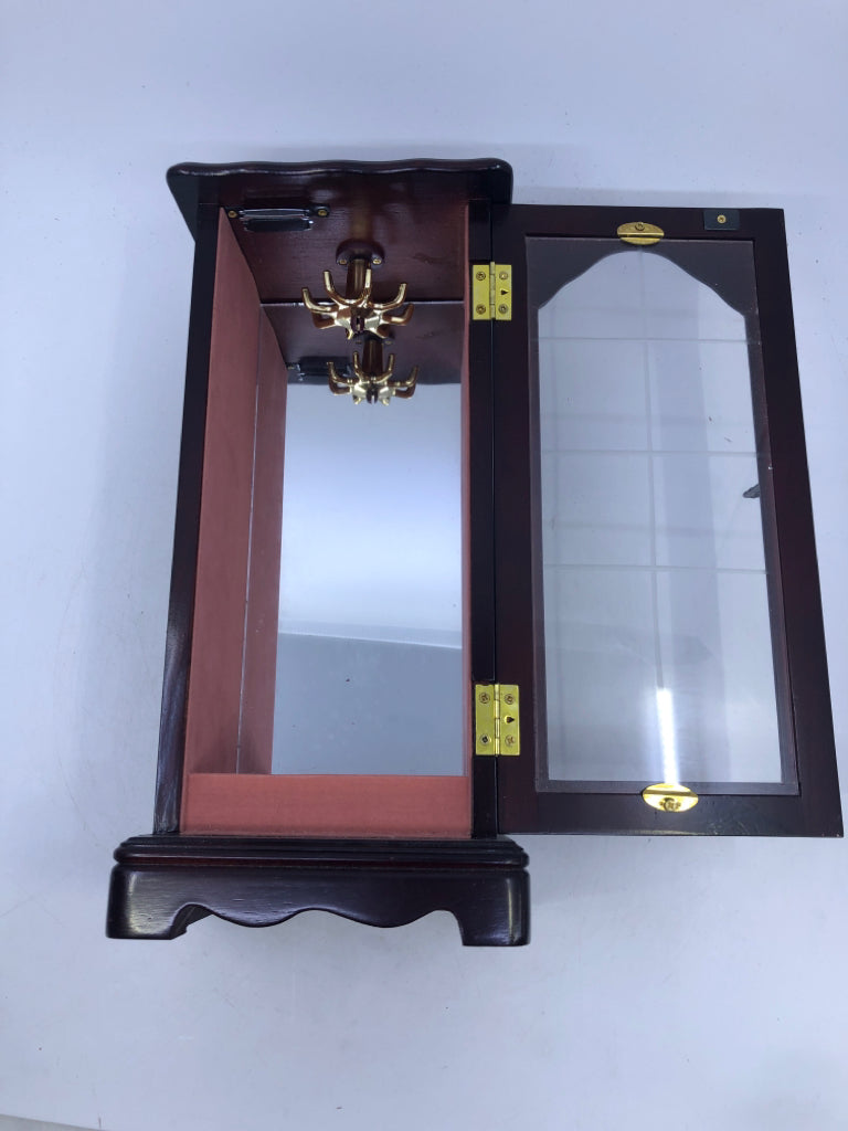SKINNY DARK WOOD JEWELRY BOX.