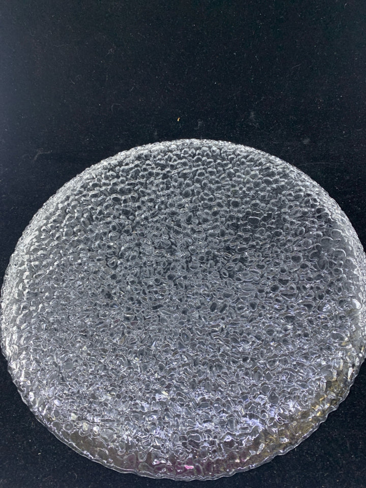 LARGE TEXTURED GLASS PLATTER.