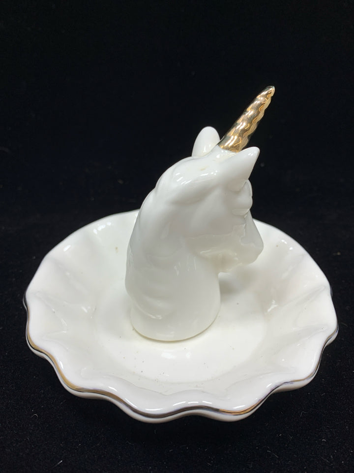 UNICORN RING HOLDER W/GOLD DETAILS.