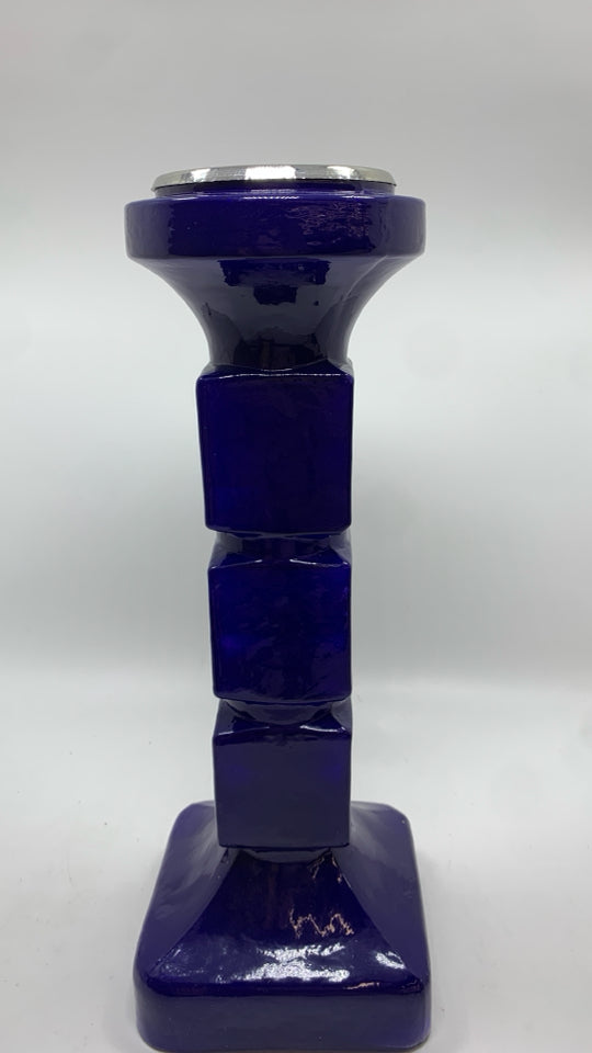 NAVY BLUE PILLAR CANDLE HOLDER.