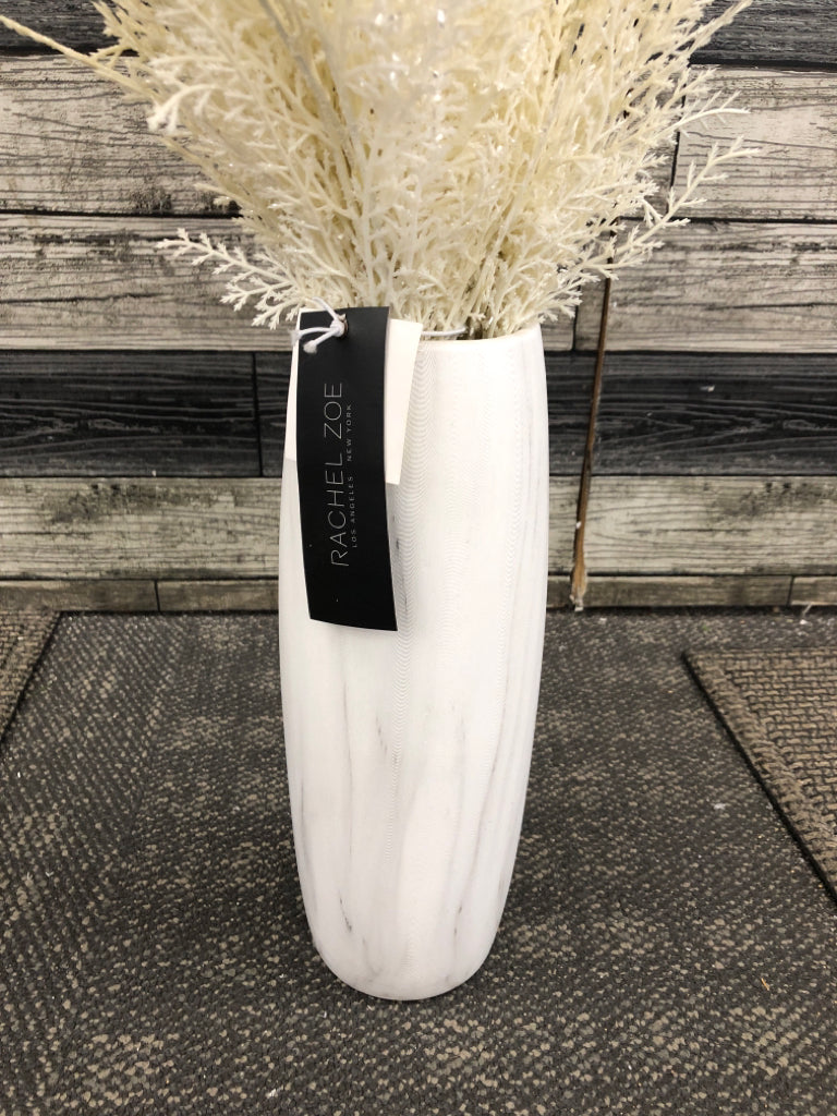 GLITTER WHITE GRASS STEMS IN MARBLE VASE RACHEL ZOE.