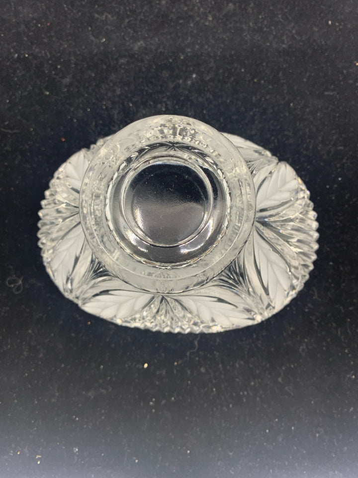 CUT GLASS OVAL CANDY DISH.