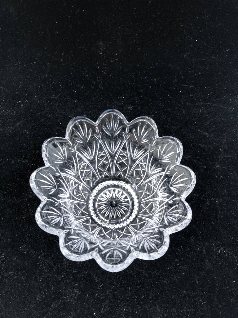CUT GLASS WAVY EDGE NUT/CANDY BOWL.