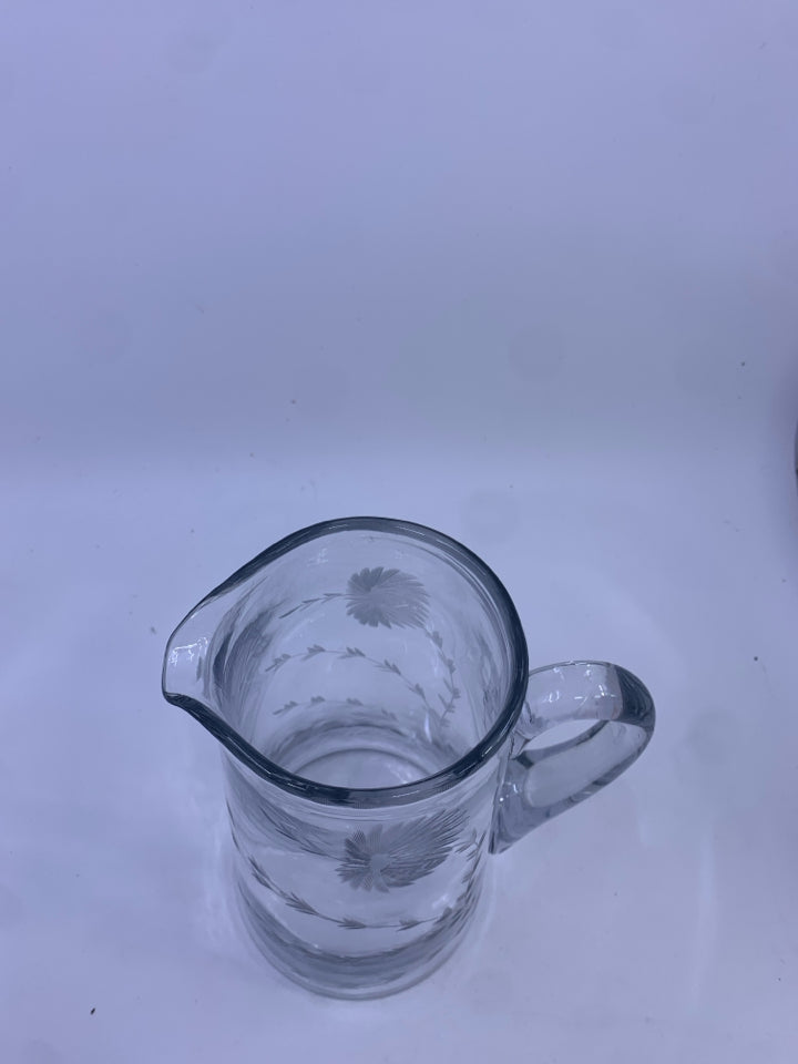 VTG LARGE ETCHED PITCHER.