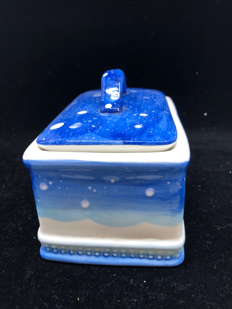 RECTANGLE PAINTED SNOWMAN CANISTER.