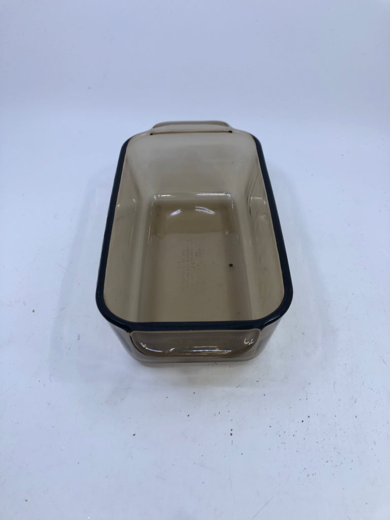 BROWN PYREX LOAF PAN.