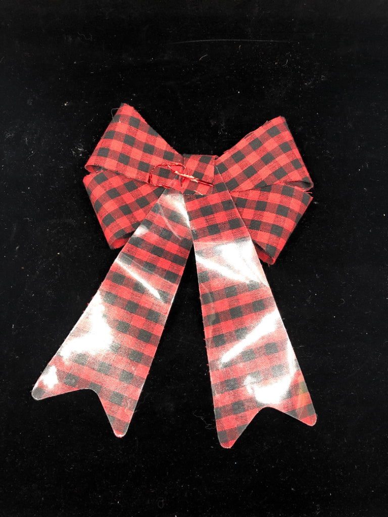 RED AND BLACK CHECKERED BOW.