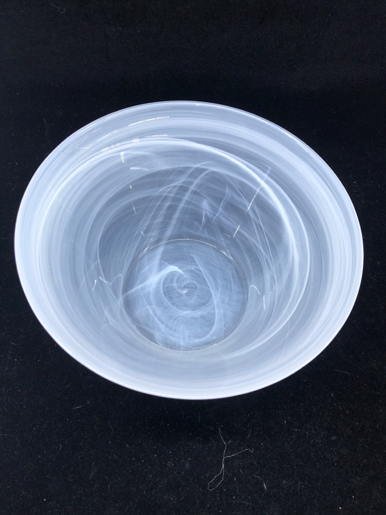 WHITE SMOKEY SERVING BOWL.