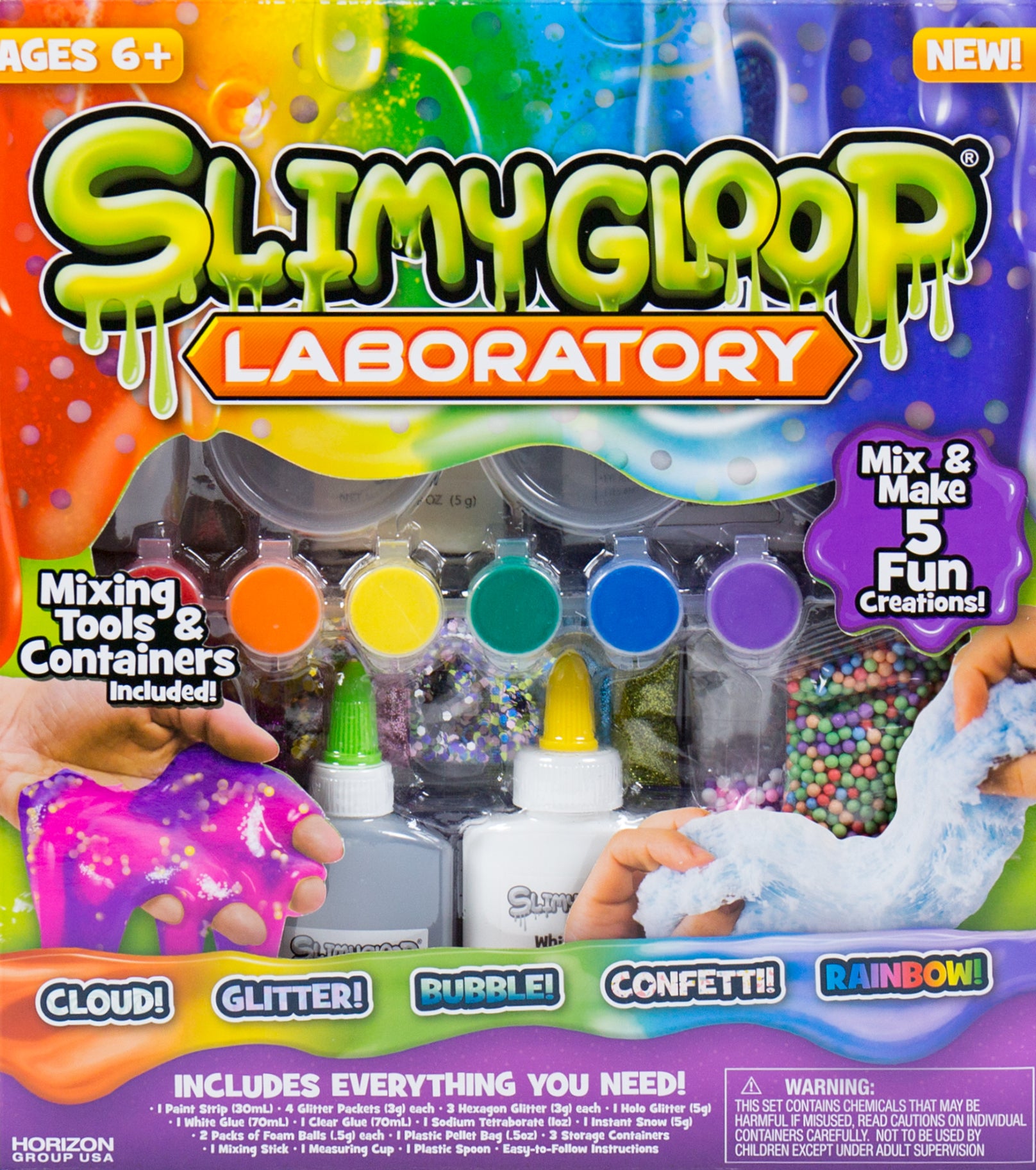 SLIMYGLOOP® Laboratory  Mix & Make 5 Multicolor Slime Creations  Includes Storag