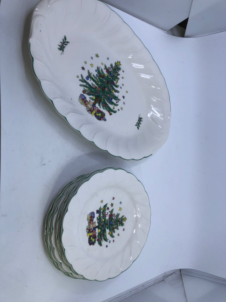 7PC CHRISTMAS TREE SERVER/ PLATES- NIKKO.