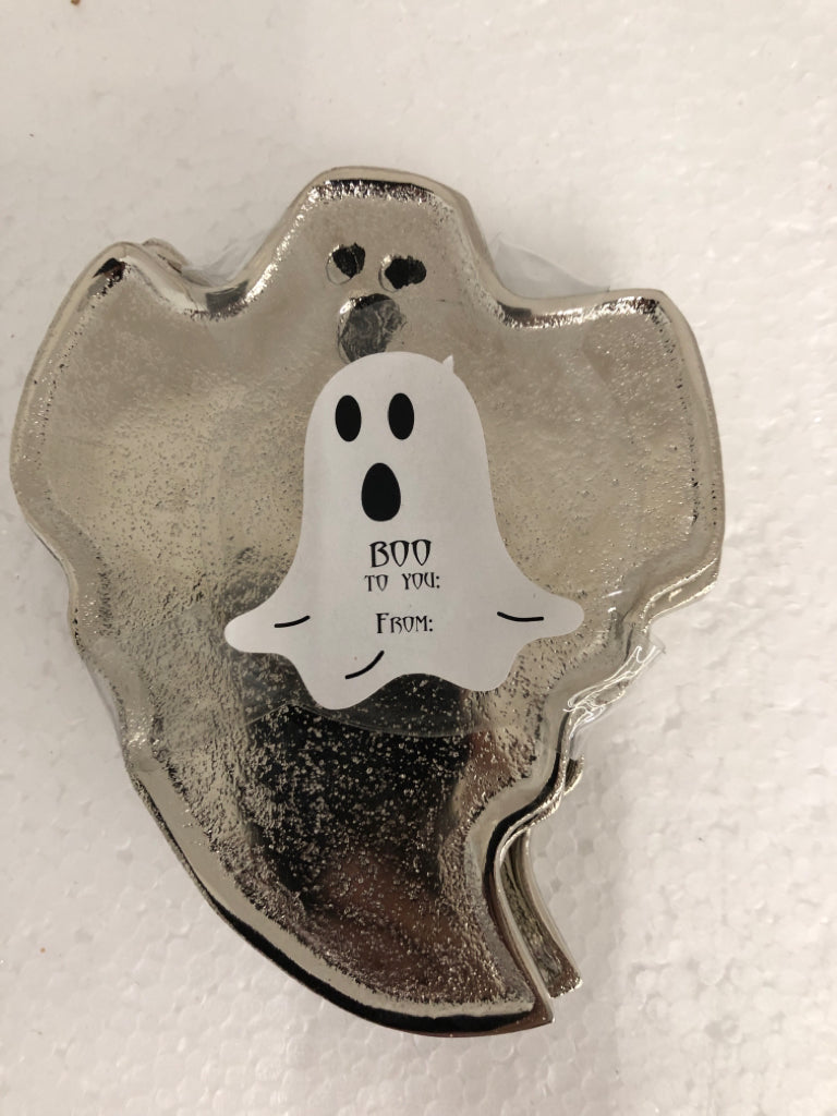 NIP 4 SILVER METAL GHOST SHAPED COASTERS.