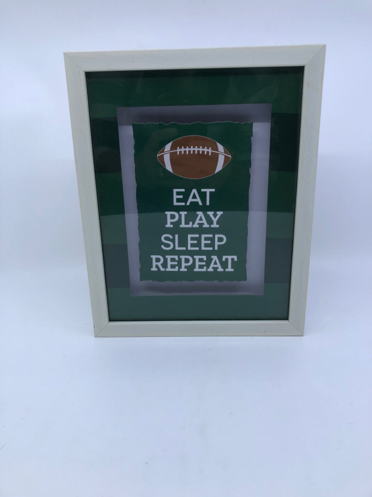 EAT PLAY GREEN FOOTBALL WALL ART.