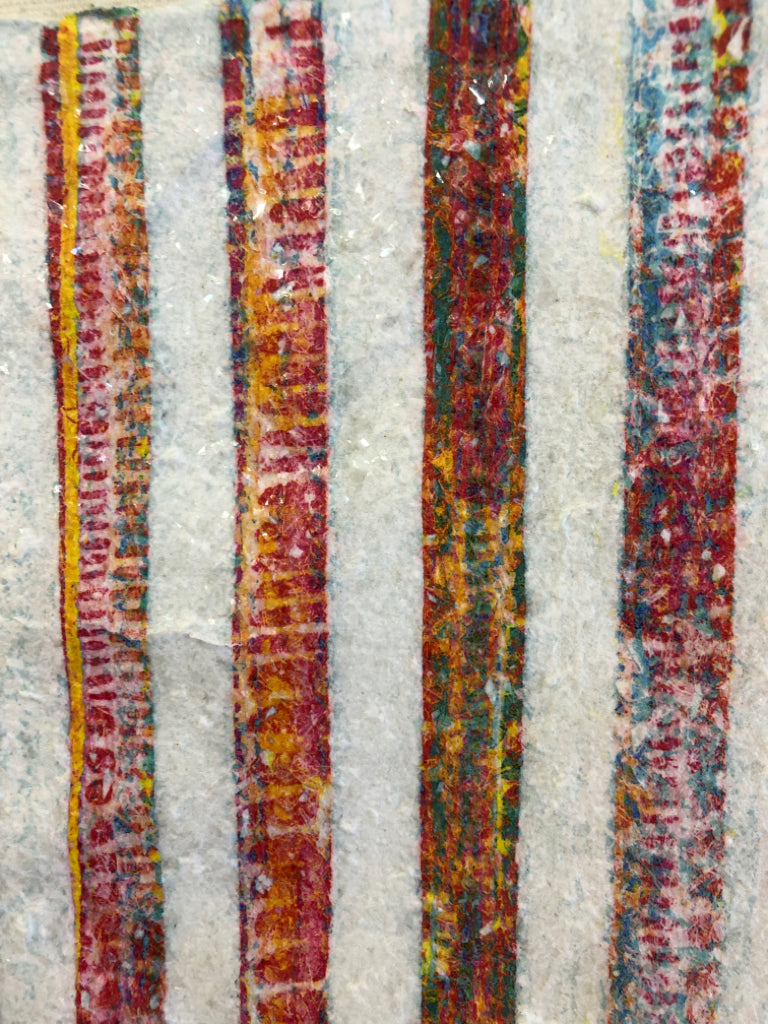 GLITTER STRIPE TAN CANVAS WALL HANGING.