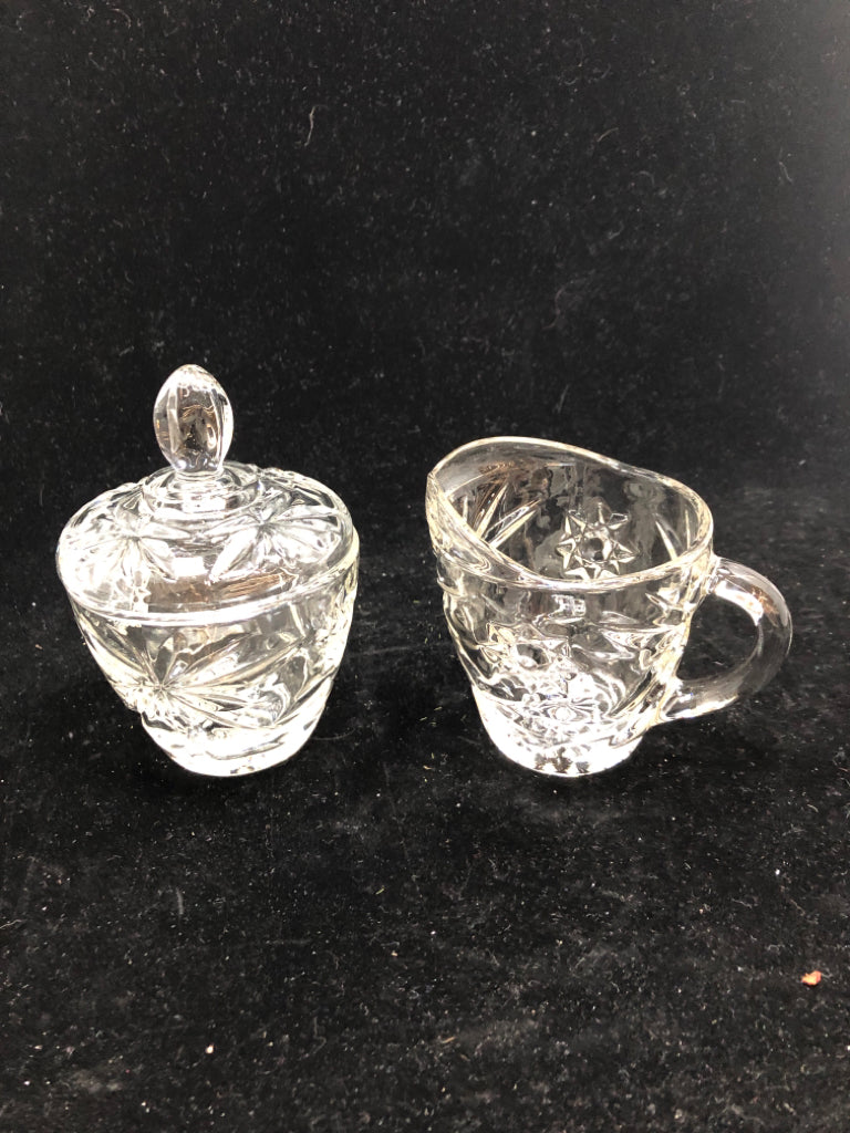 2pc VTG CUT GLASS CREAM + SUGAR SET