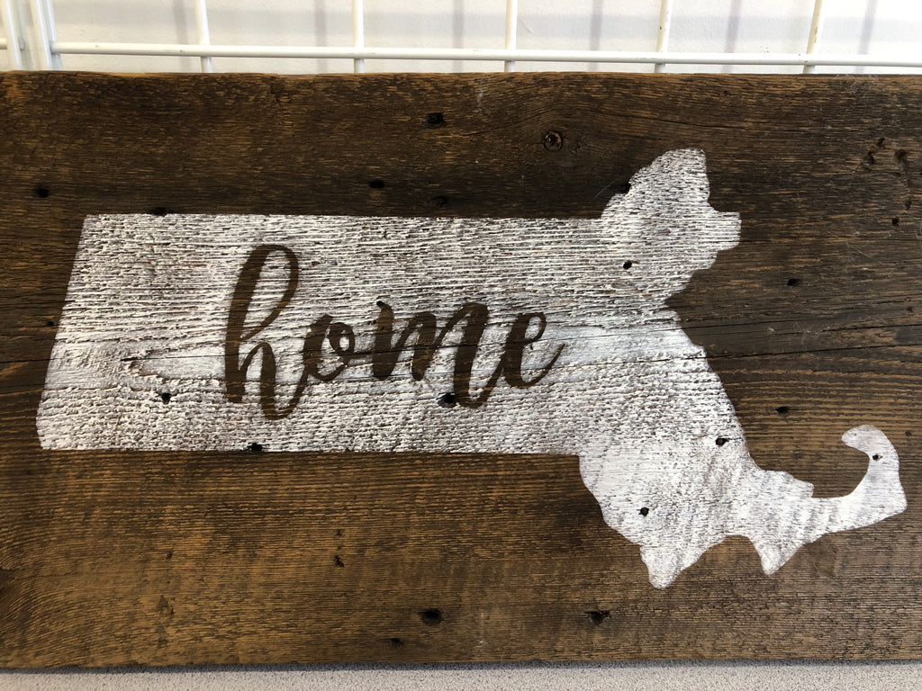 WOODEN MASSACHUSETTS HOME SIGN.