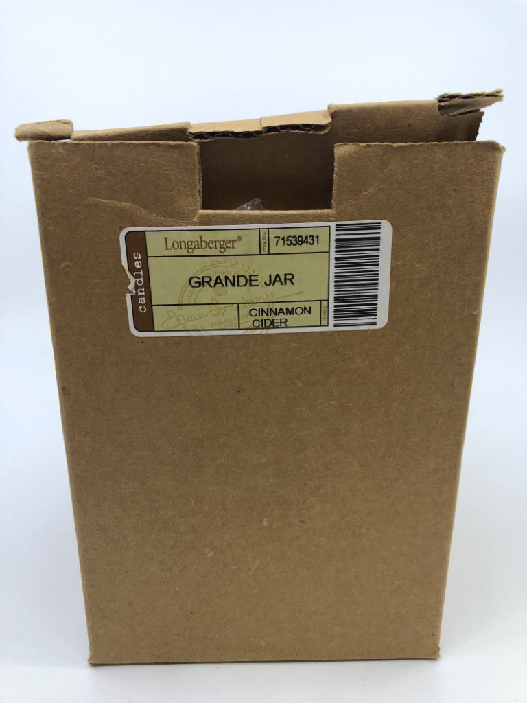 NIB CANDLE GRANDE JAR CINNAMON CIDER LONGABERGER