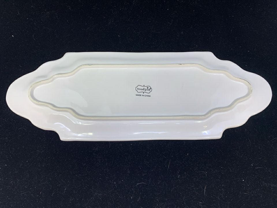 "CELEBRATE" SERVING PLATTER WHITE CERAMIC.