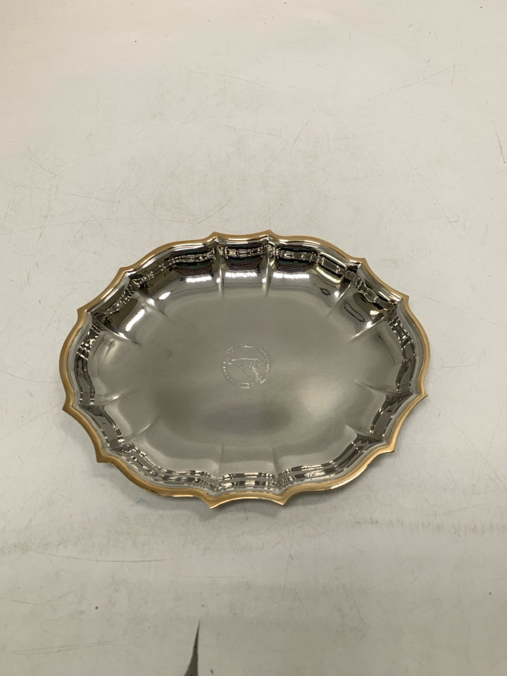 STAINLESS STEEL MINT TRAY GOLD RIM MODEL A FORD CLUB.