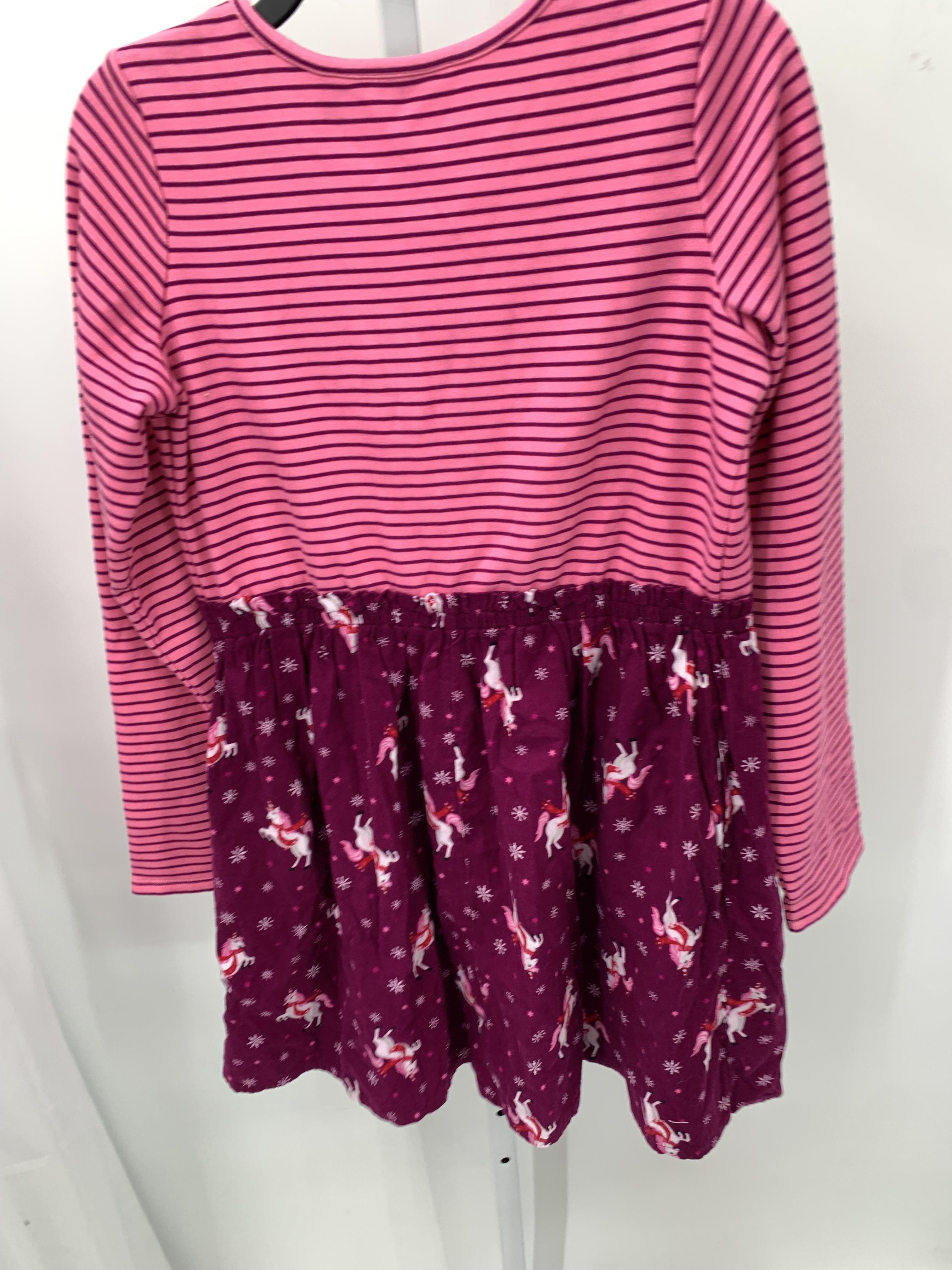 PLUS LONG SLV DRESS UNICORNS STRIPES SNOWFLAKES