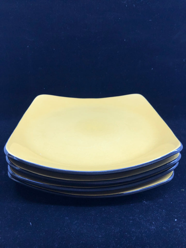 4 YELLOW SQUARE PLATES.