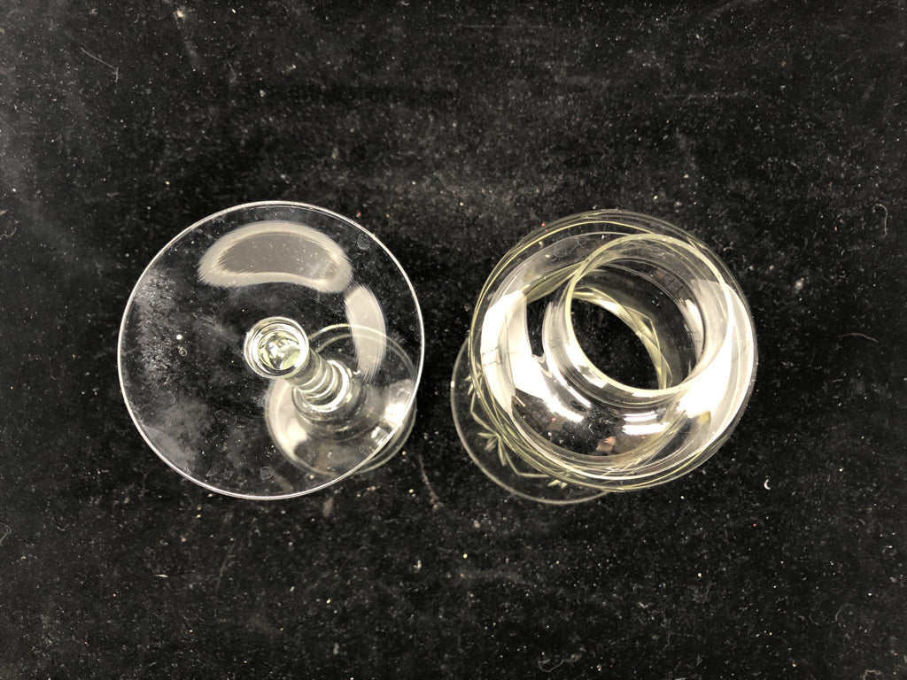 2PC CUT GLASS TAPER CANDLE HOLDER.