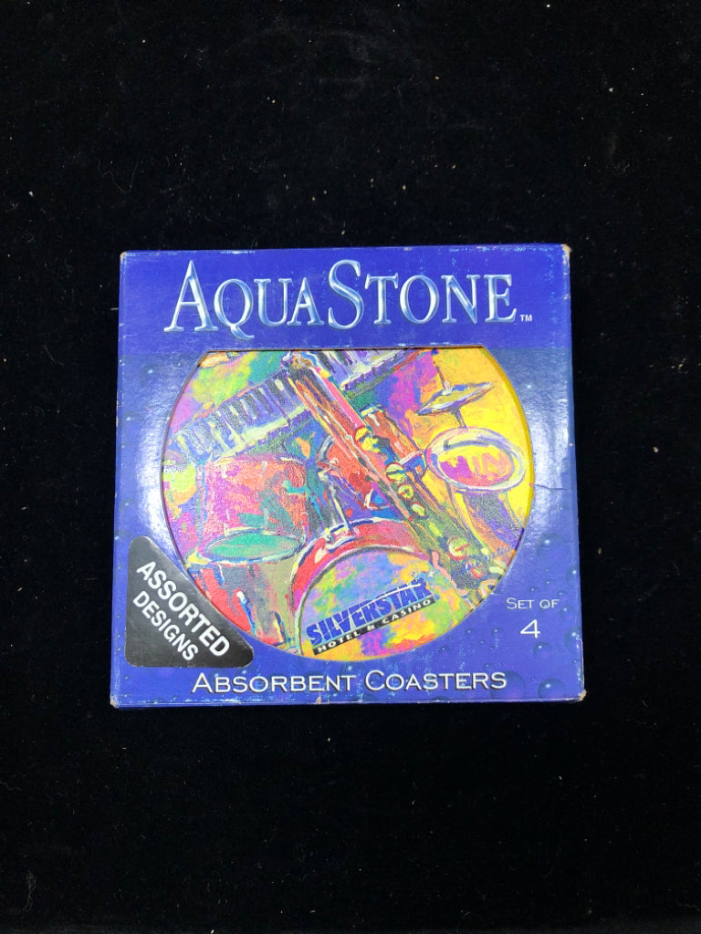 NIB AQUA STONE COASTERS.