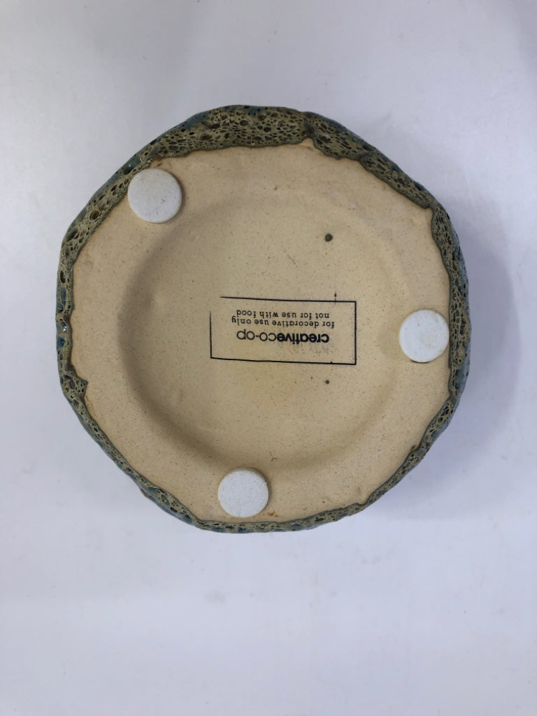BLUE TEXTURED CERAMIC DECORATIVE CUP W/BUBBLE DESIGN CREATIVECO-OP.
