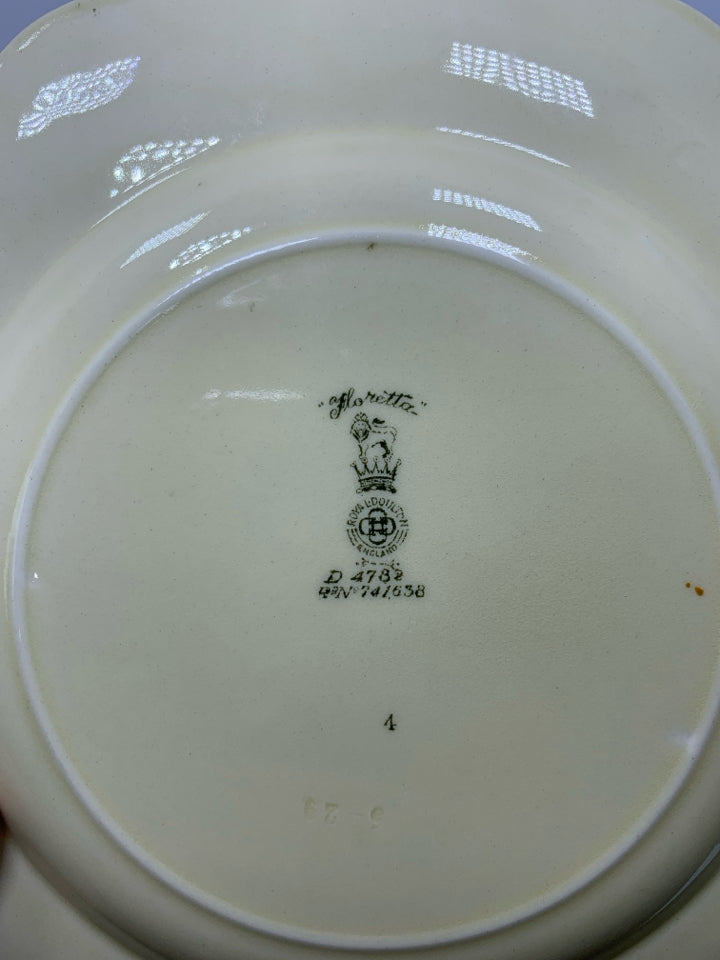 VTG 4 YELLOW W/ EMBOSSED FLOWERS LUNCH PLATES PATTERN FLORETTA.