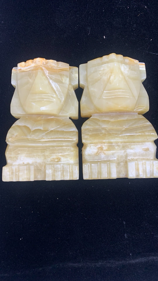 2 VTG ONYX TIKI BOOKENDS.