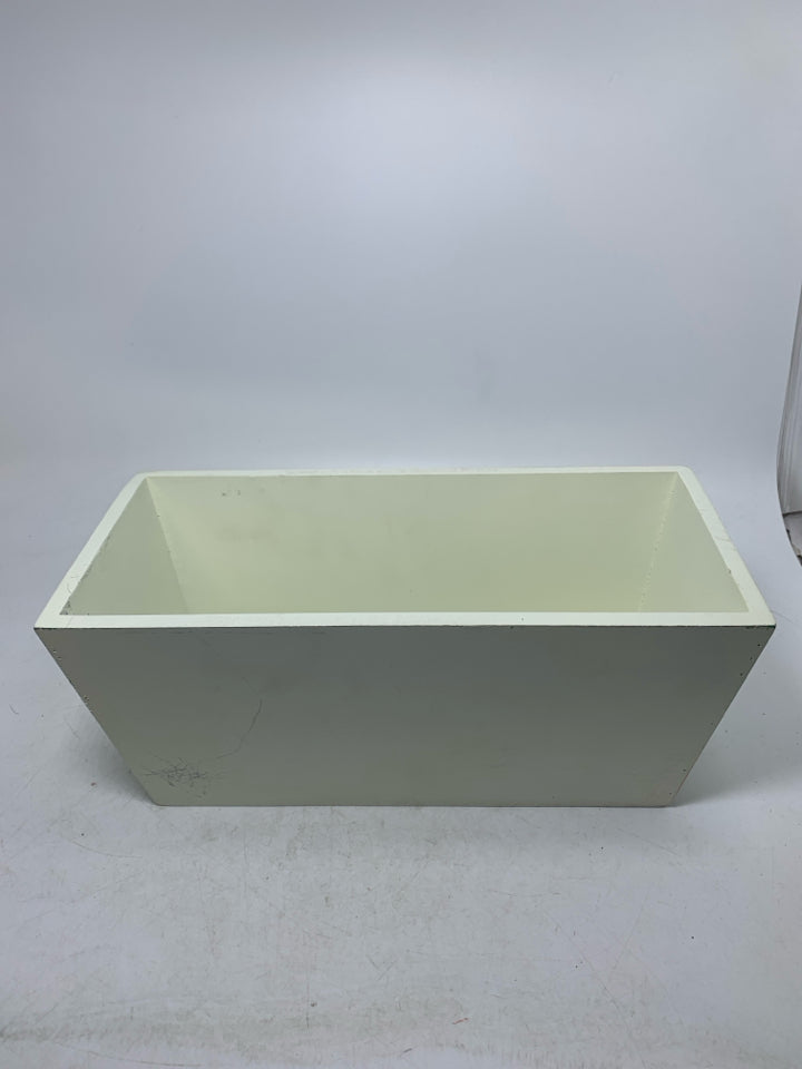 WHITE RECTANGLE PLANTER W/ GREEN TREES BOARDER.