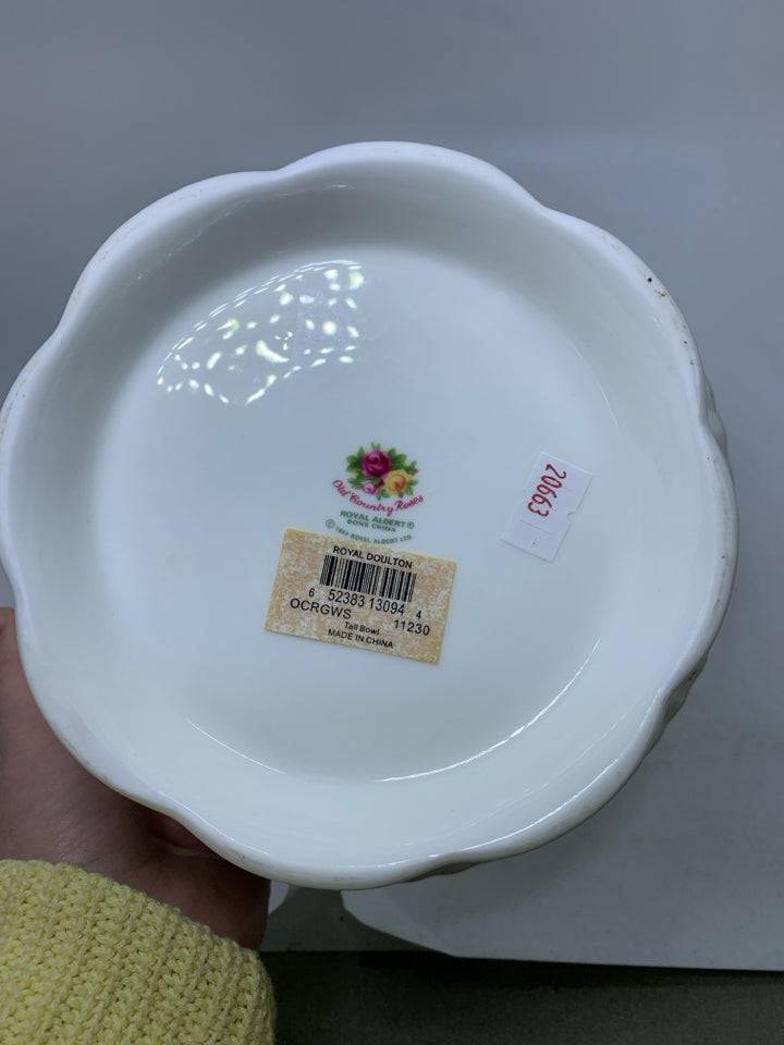 VTG FOOTED TALL BOWL W/ GOLD EDGE.