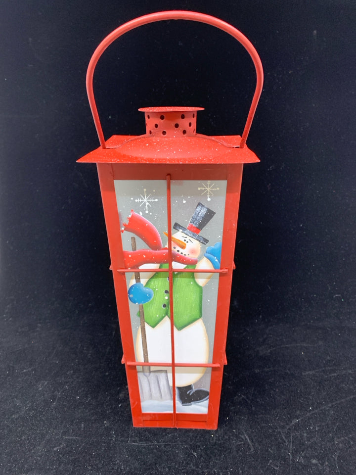 METAL WELCOME SNOWMAN LANTERN.