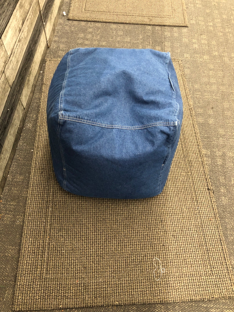 DENIM SQUARE OTTOMAN/ FOOT POOF.