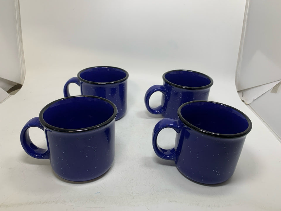 4 HEAVY SPECKLED MUGS.