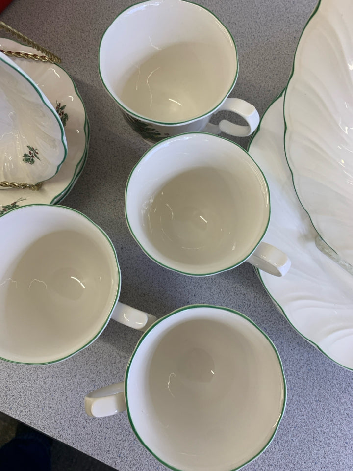 12pc HAPPY HOLIDAYS SVC 4- DINNER PLATES, CUPS, SAUCERS- IN BOX.