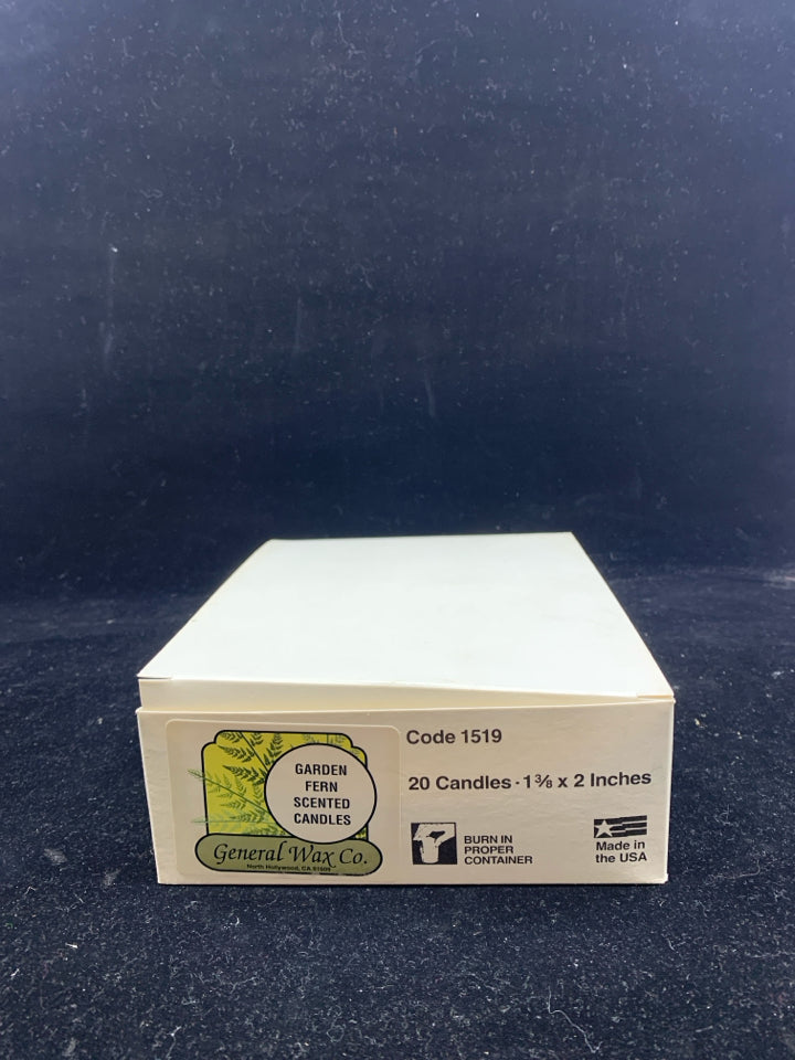 NIB 20 GARDEN FERN SCENTED CANDLES.