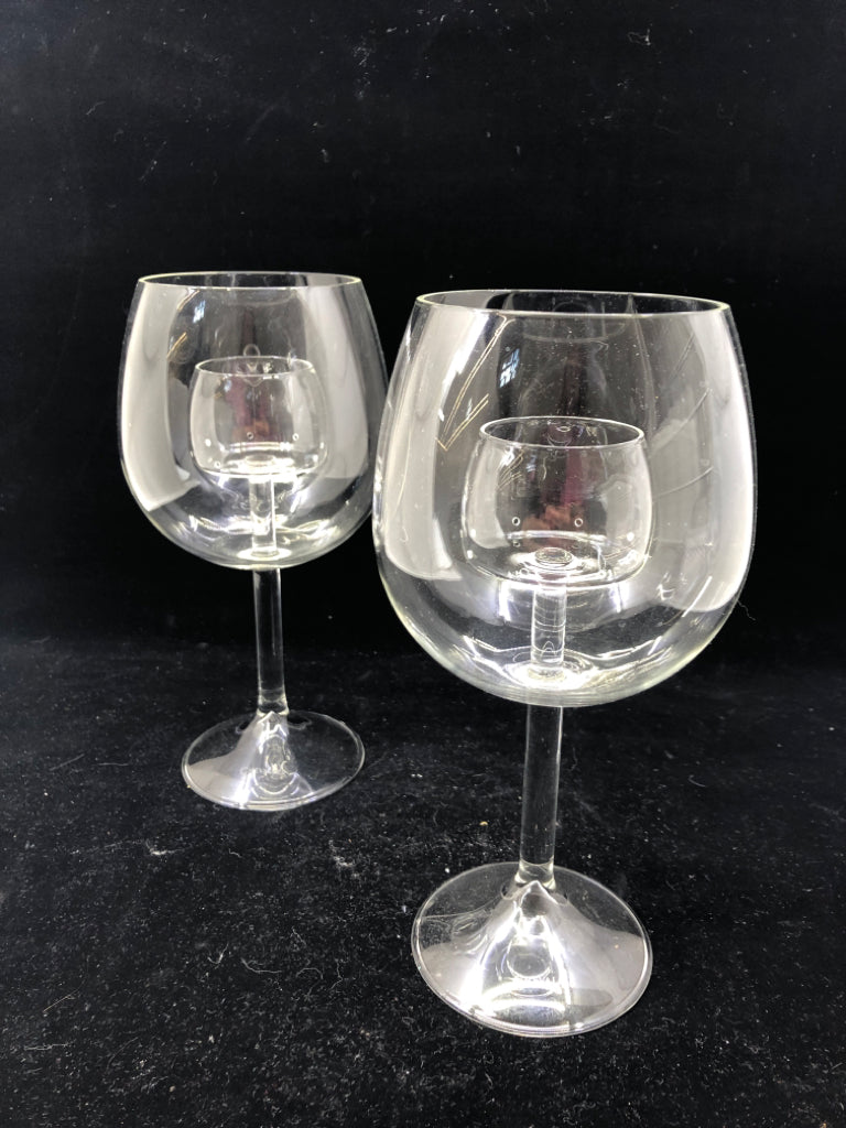 2 CHEVALIER LARGE AERATING WINE GLASSES.