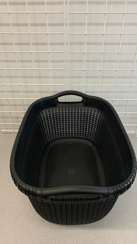 STURDY BLACK PLASTIC BIN.