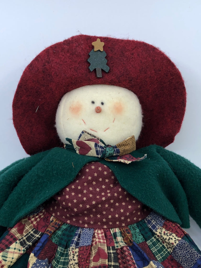 SNOWMAN IN PATCHWORK DRESS.