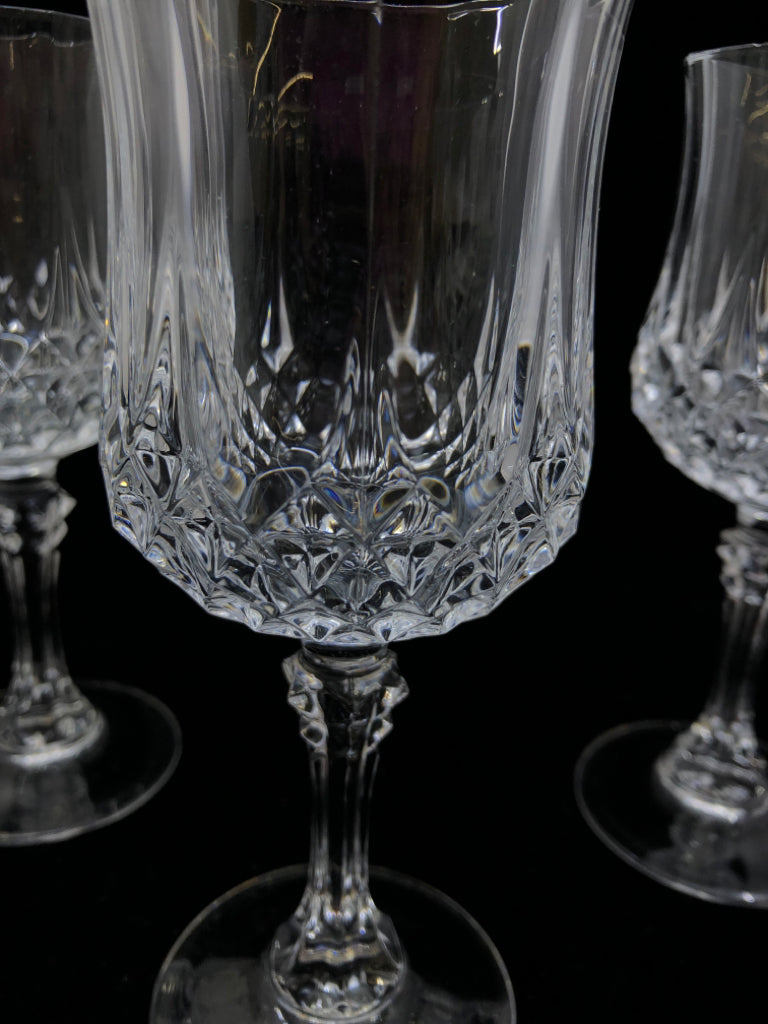 4 SHORT CUT CRYSTAL LIQOUR GLASSES.