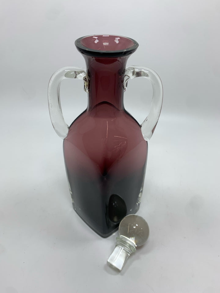 PURPLE GLASS DECANTER.