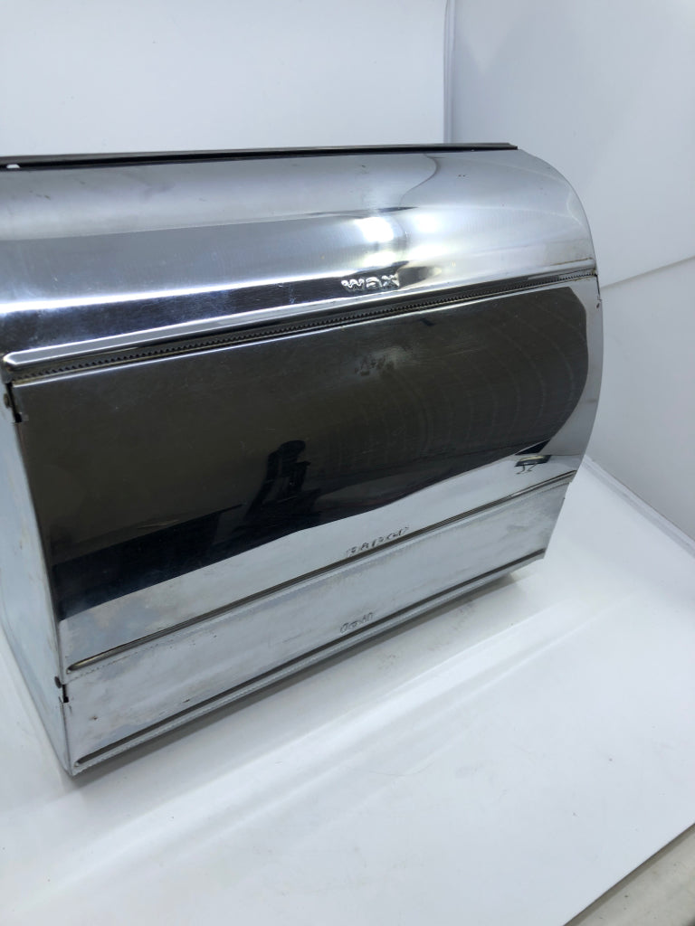 VTG STAINLESS STEEL ALUMINUM FOIL, WAX PAPER HOLDER.