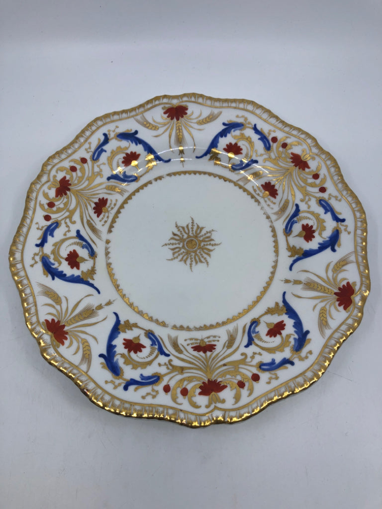 VTG RED AND BLUE WAVY EDGE SERVING PLATE.