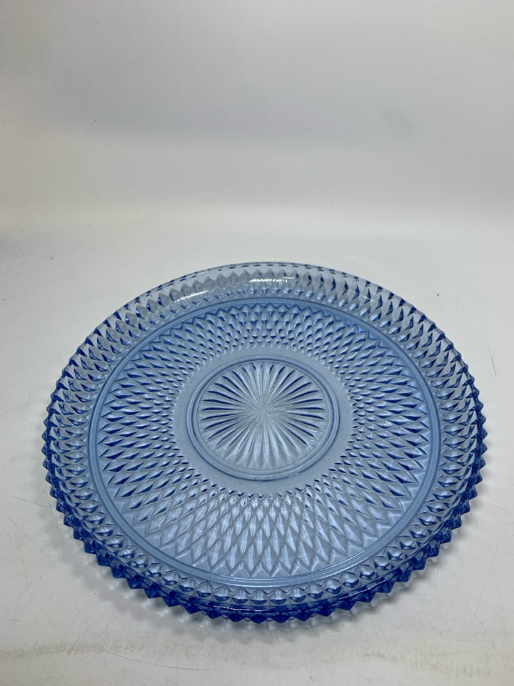 BLUE BLUE GLASS STUDDED TEXTURED PLATTER.