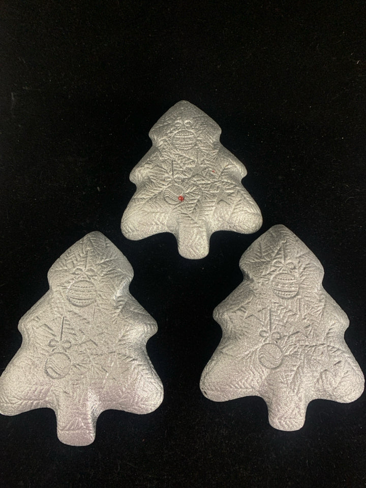 3 SILVER CHRISTMAS TREE DISH.